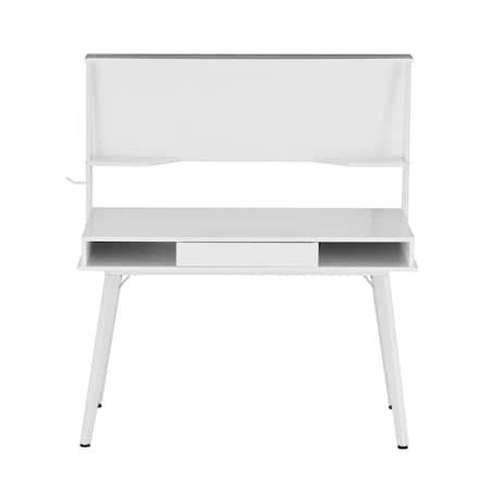 Homeroots 47" White Wood and Stainless Steel Computer Desk 723737