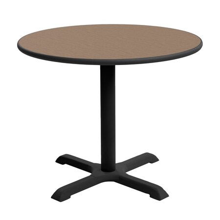 Regency Round Cain Small X-Base Breakroom Table, 30 in W, 30 in L, Noble Oak TB30RNDNO