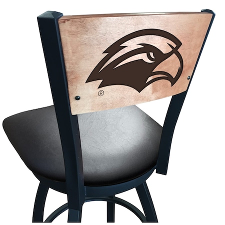 Holland Bar Stool Co 30" Blk Wrinkle Southern Miss Swivel Bar Stool, Laser Engraved Back L03830BWMedMplASouMisBlkVinyl