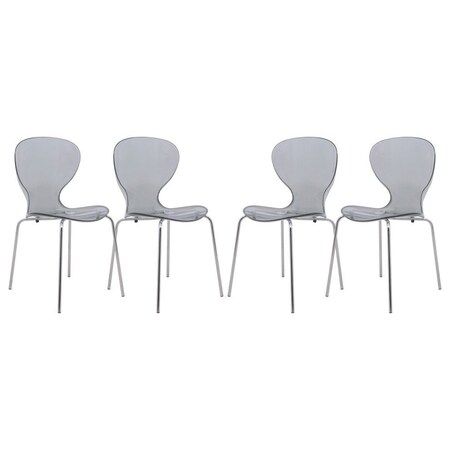 Leisuremod Modern Oyster Transparent Side Chair, Transparent Black, 4PK OC17TBL4