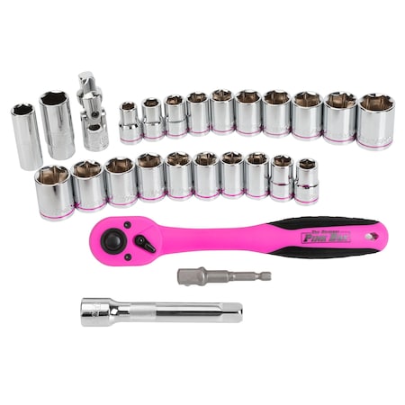 The Original Pink Box 23-Piece 1/2-in Drive Impact Socket Set, Pink PB26SS