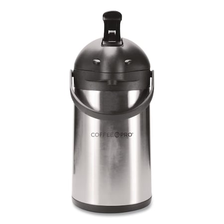 Coffee Pro Stainless Steel Airpot, 192 oz, Silver/Black CPAP35