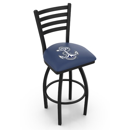 Holland Bar Stool Co 25" Blk Wrinkle US Naval Academy NAVY Swivel Bar Stool, Ladder Back L01425USNavA