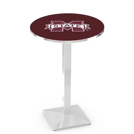 Holland Bar Stool Co 36" Chrome Mississippi State Pub Table, 36" dia. Top L217C3636MssStU