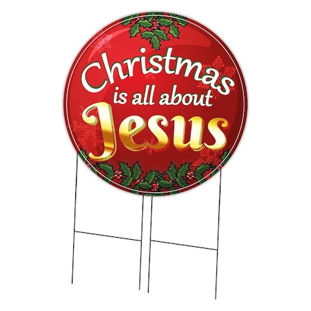 Signmission Christmas Is All About Jesus Double Sided Corrugated Plastic Circle Yard Sign C-36-CIR-DS-WS-ChristmasisallaboutJesus