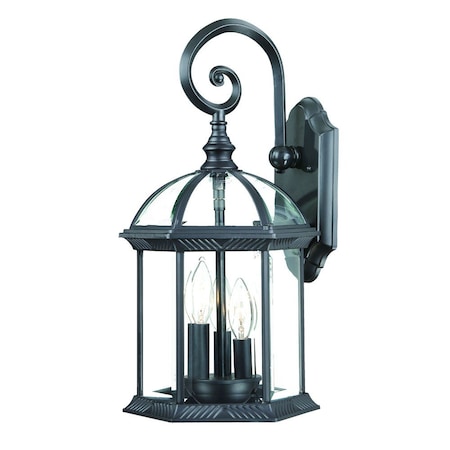 Homeroots Three Light Matte Black Eastern Lantern Wall Light 398391