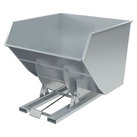 Vestil Steel Heavy Duty Self Dumping Hopper 4 Cubic Yard 6000 Lb. Capacity Silver Lining D-400-HD-SL
