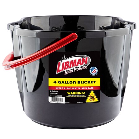 Libman Commercial Libman 4 Gal. Clean & Rinse Bucket, Dual Chamber, Black 1055