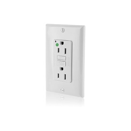 Leviton Self-Test GFCI Receptacle, Hospital Grade, 15 Amp, 125 Volt, 5-15R NEMA GFNT1-HGW