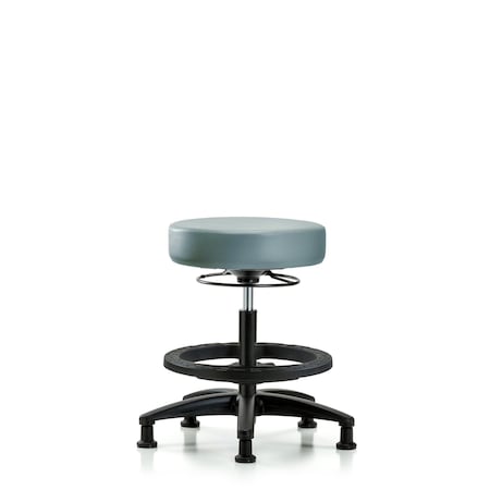 Blue Ridge Ergonomics Vinyl Stool, Med Bench, Foot Ring, Glides, Storm BR-VMBSO-RG-BF-RG-8822