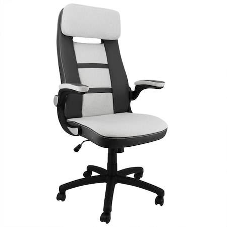 Elama High Back Adjustable Faux Leather and Fabric Office Chair in Dark Gray and Light Gray ELM-F-006