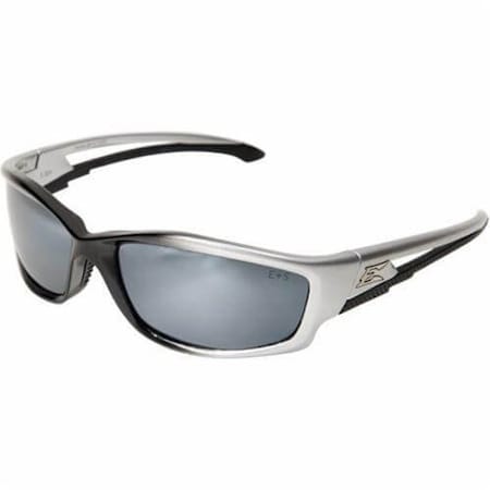 Edge Kazbek Non-Polarized Safety Glasses, Anti-Scratch, Silver Mirror Polycarbonate Lens, Gloss Silver SK117