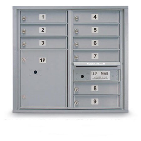 Postal Products Unlimited 9 Door Standard 4C Mailbox with 1 Parcel Locker - Gold N1029451GLD