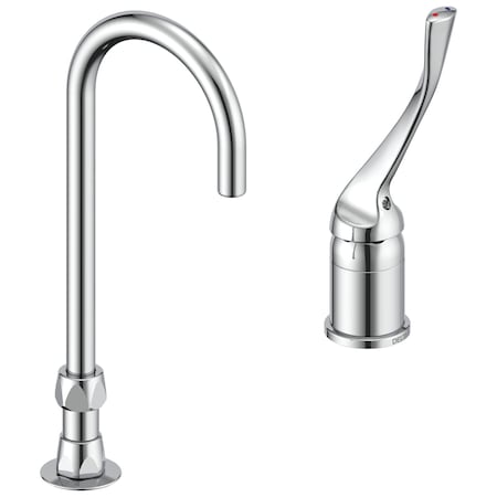 Delta Commercial 24T2 Single Control Mixing Faucet With Gooseneck Spout - Less Pop-Up In Chrome 24T2673