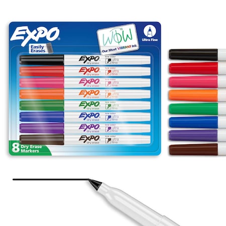 Expo Dry Erase Marker, Ultra Fine, Assorted, PK8 1884309A