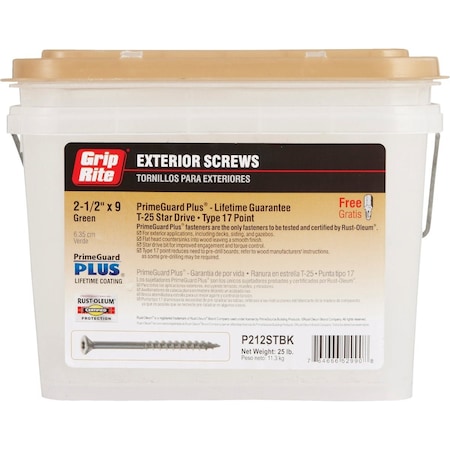 Do It Best PrimeGuard Plus No, 9 x 2-1/2'' Star Drive Green Deck Screw, 25 Lb. DIB200544