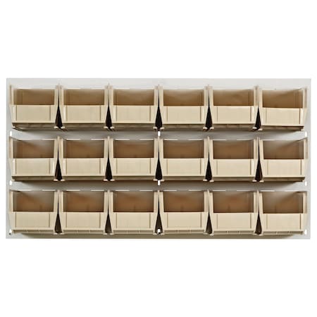 Quantum Storage Systems 36X19 HC LOUVERED PANEL W/18 BINS IVORY QLP-3619HC-230-18IV