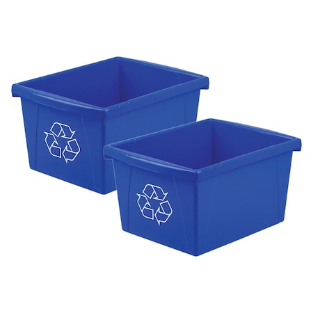 Storex 4 Gallon Recycling Bin, Blue, 2PK 61505U06C