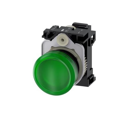 Siemens Indicator lights, 22 mm, round, plastic, green, lens, smooth 3SU1106-6AA40-3AA0-ZY13