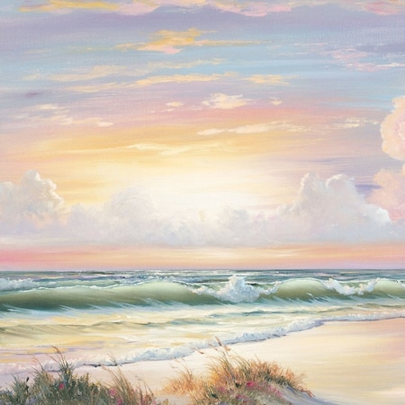 Homeroots Golden Sunset on Crystal Cove 3 White Framed Print Wall Art 407359