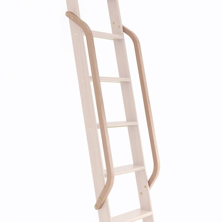 Quiet Glide Cherry Wood Library Ladder Handrail Brushed Satin Brass (No Ladder) QG.6309.CH.06B