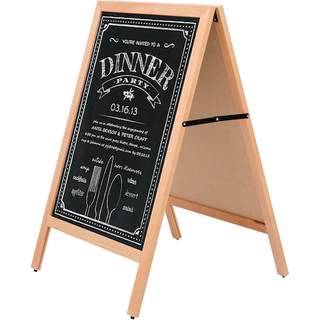 M&T Displays Rustic Wood 23.6x30.7 Inch Double Sided Chalkboard A-Frame UWID006078X2000