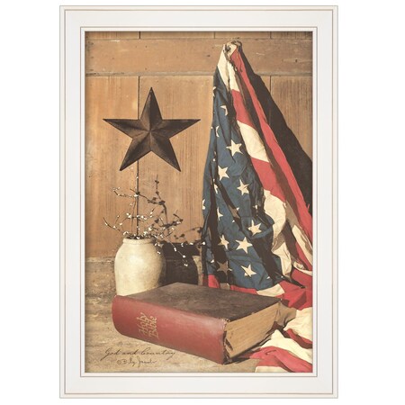 Homeroots God and Country 4 White Framed Print Wall Art 404592
