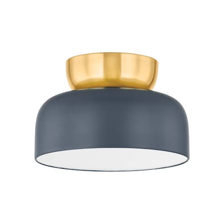 Mitzi Zoe Feldman X Batya 1 Light Flush Mount 8.75 In. Aged Brass/Slate Blue H890501L-AGB/SBL
