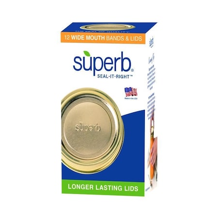 Superb Seal-It-Right Wide Mouth Canning Lids and Bands, 12PK 90306