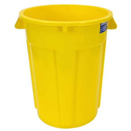Magnum Tool 55 Gallon Trash Can, High-Vis Yellow, Construction Grade, Heavy Duty Plastic (1 Pack) CMTC-C000-55Y01