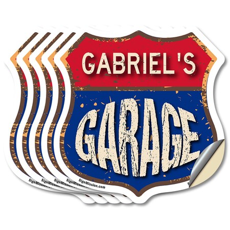 Signmission Gabriel's Garage, 6 inch X 6 inch, Vinyl Decal, 5PK SHI-D-5PACK-6-383-GABRIEL