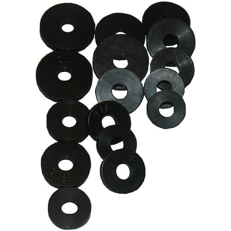 Westlake Pipe & Fittings Assorted Black Assorted Flat Bibb Washers Faucet Washer, 16 Ct. 02-1123