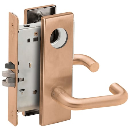 Schlage Grade 1 Mortise Storeroom Lock, Less Conventional Cylinder, 03 Lever, N Escutcheon, Satin Bronze Cl L9080L 03N 612