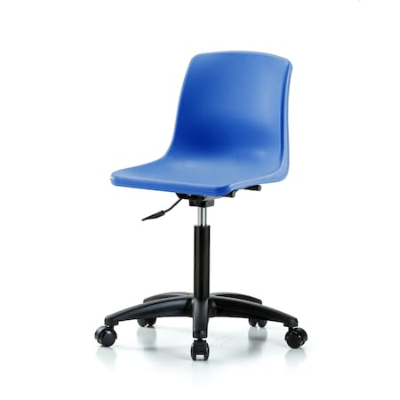 Blue Ridge Ergonomics Polypropylene Shell Chair - Medium Bench Height with Casters in Blue SMBCH-RG-NF-NBC-BLU