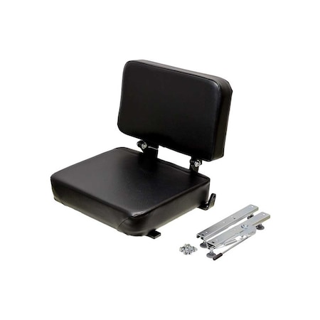 Uni Pro Universal Forklift Seat Top Assembly, With Unattached Slide Rails, Black Vinyl 6844