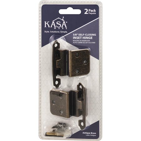 Hardware Resources KasaWare 3/8'' Antique Brass Self-Closing Inset Hinge, 2PK KFHI-A-AB2