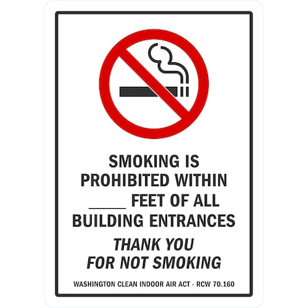 Lyle Smoking Is Prohibited Within (Write-On) Feet Of All Build, 10x14, Non-Reflective, White G-1436-PL_10x14