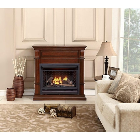 Bluegrass Living Vent Free Natural Gas Fireplace System, 26,000 BTU, Remote Control, Auburn Cherry Finish B300RTN-2-AC
