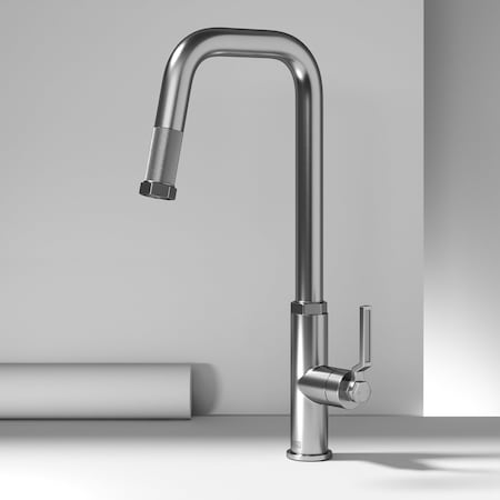 Vigo Hart Angular Single Handle Pull-Down Spout Kitchen Faucet in Stainless Steel VG02036ST