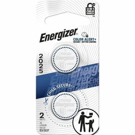 Energizer 2025 Lithium Coin Battery, 2 Pack - For Multipurpose - 3 V DC - 2 / Pack 2025BP-2N