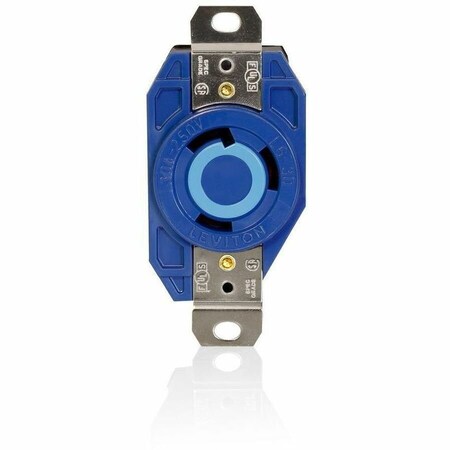 Leviton Flanged Locking Receptacle, L6-30R, 30 A, 277V AC, Single Phase, 2 Pole, Flush Mount, Blue 2620-BU