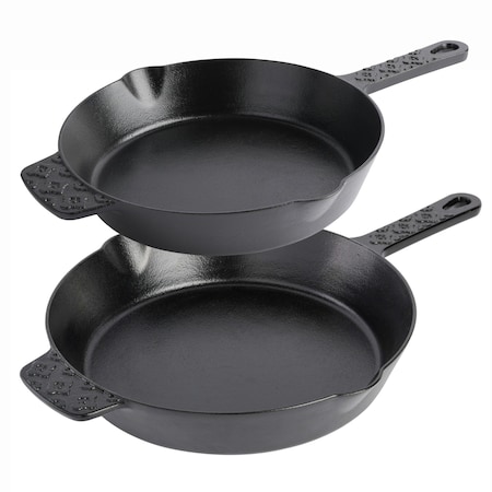 Spice By Tia Mowry Savory Saffron Pre-seasoned 2 Piece 10in and 12in Cast Iron Skillet Set 96246.02RR