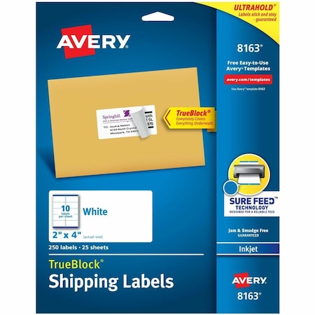 Avery Printable Shipping Labels, PK250 08163
