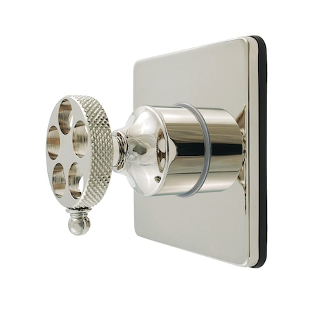 Kingston Brass Single-Handle Six-Way Diverter Valve with Knurled Handle and Square Trim Kit, Polished Nickel KS4046RKX