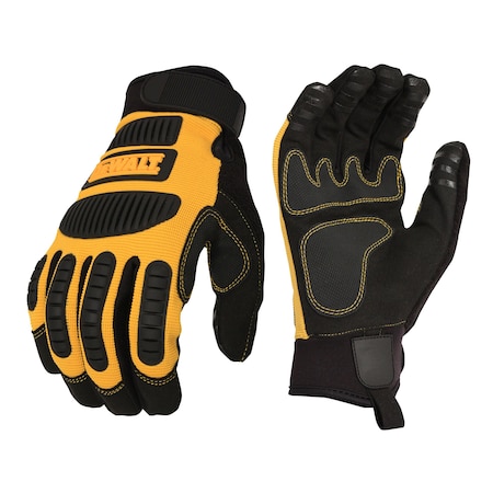 Dewalt Mechanics Gloves, Hook and Loop Closure Cuff, Yellow, M DPG780M