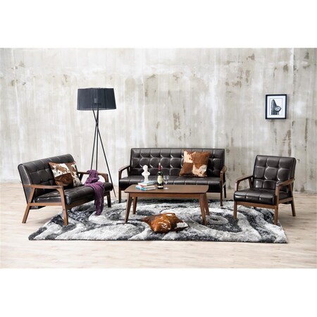 Baxton Studio TOGO 3PC Sofa Set Mid-Century Master Piece 3 Piece Sofa Set-Brown - 30.63 x 63.75 x 27 in., 3PK 847321032538