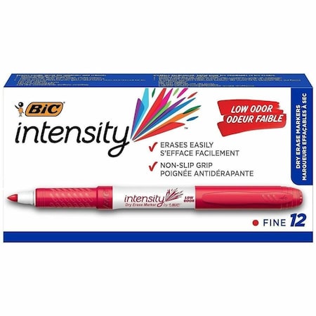 Bic Intensity Dry Erase Marker, Fine Point, Low Odor, Red, 12PK GDE11-RD