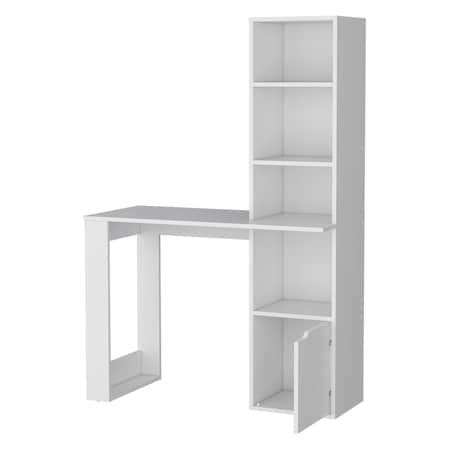Homeroots 39" White Wood L Shape H-Shape Computer Desk 535152