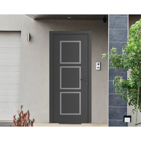 Vdomdoors Front Exterior Prehung Metal-Plastic Door, Manux 8661 Antracite Grey, Office Commercial and Residen MANUX8661EXD-ANT-W36xH80-LH