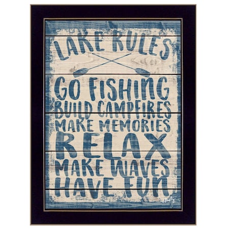Homeroots Lake Rules 2 Black Framed Print Wall Art 405412